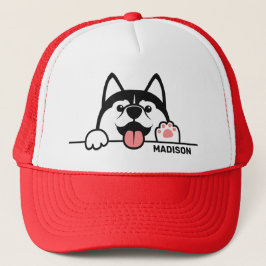 Aangepaste naam Cute Siberian Husky Trucker Pet