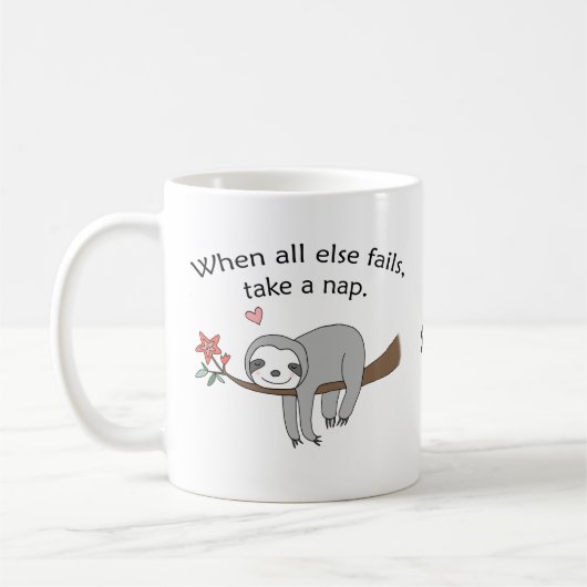 Aangepaste naam Cute Sloth Funny Nap Quote Sloon Koffiemok (Links)