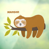 Aangepaste naam Cute Sloth Raamsticker (Vel 3)