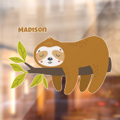 Aangepaste naam Cute Sloth Raamsticker (Vel 2)