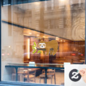 Aangepaste naam Cute Sloth Raamsticker (Cafe Raam)