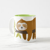 Aangepaste naam Cute Sloth Tweekleurige Koffiemok (Voorkant links)