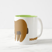 Aangepaste naam Cute Sloth Tweekleurige Koffiemok (Voorkant rechts)