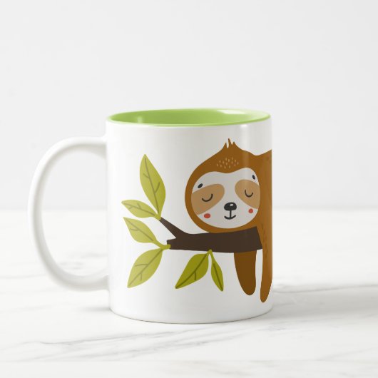 Aangepaste naam Cute Sloth Tweekleurige Koffiemok (Links)