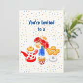 Aangepaste naam Cute Tea Party Birthday Kaart (Staand voorkant)