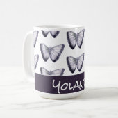 Aangepaste naam Cute Trendy Beauful Butterfly Koffiemok (Voorkant links)