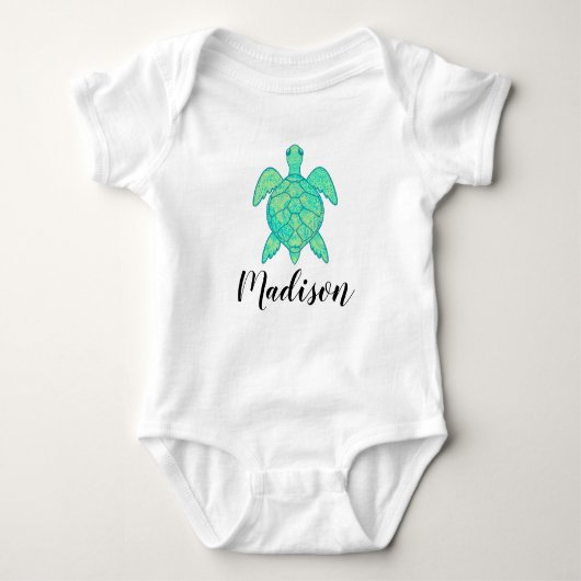 Aangepaste naam Cute Turtle Romper (Voorkant)