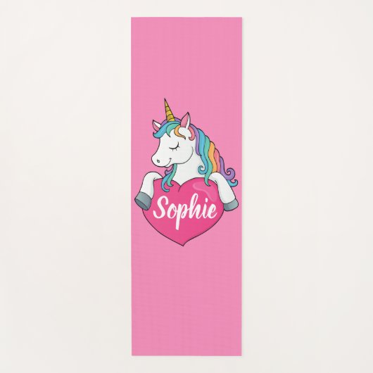 Aangepaste naam, Cute Unicorn Yoga Mat (Voorkant)