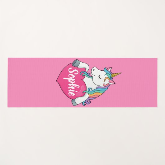 Aangepaste naam, Cute Unicorn Yoga Mat (Voorkant (horizontaal))