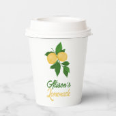 Aangepaste naam Cute Yellow Green Summer Lemonade Papieren Bekers (Achterkant)