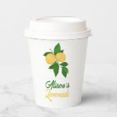 Aangepaste naam Cute Yellow Green Summer Lemonade Papieren Bekers (Voorkant)
