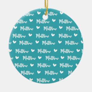 Aangepaste Naam Cyaan Kleur Liefde Icon Baby Deken Keramisch Ornament