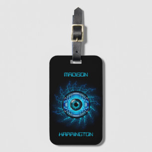 Aangepaste naam Cyber Circuit Eye Bagagelabel