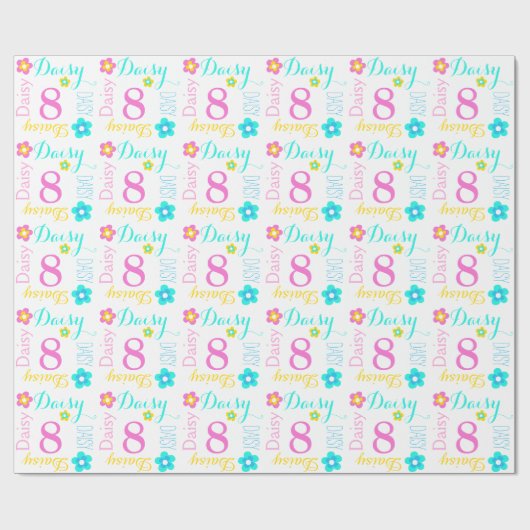 Aangepaste naam Daisy age 8 verjaardagsrap Cadeaupapier (Vlak)