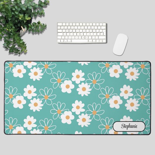 Aangepaste naam Daisy Pattern Turquoise Bureaumat