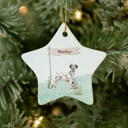 Aangepaste naam Dalmatian Pet Dog Keramisch Ornament (Boom)