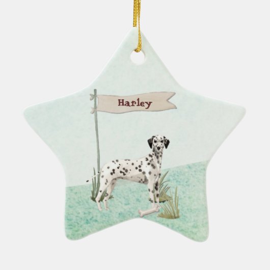 Aangepaste naam Dalmatian Pet Dog Keramisch Ornament (Achterkant)
