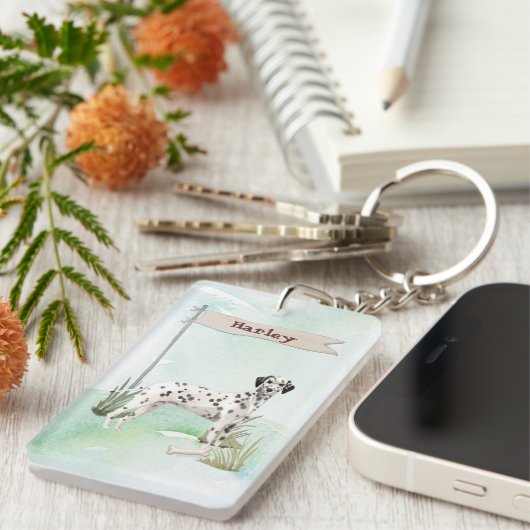 Aangepaste naam Dalmatian Pet Dog Sleutelhanger (Voorkant Rechts)