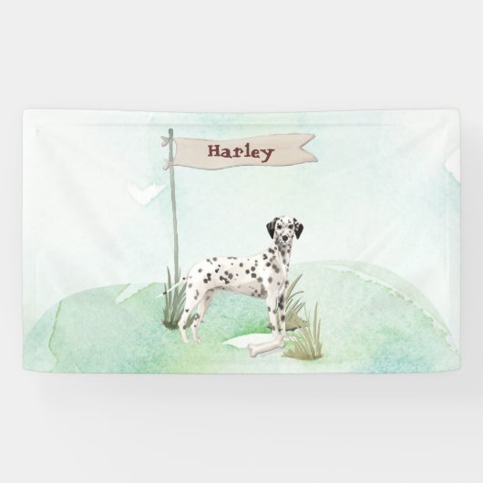 Aangepaste naam Dalmatian Pet Dog Spandoek (Horizontaal)
