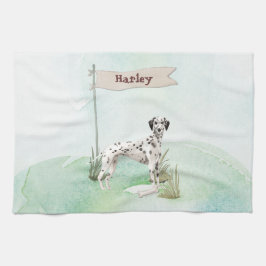 Aangepaste naam Dalmatian Pet Dog Theedoek