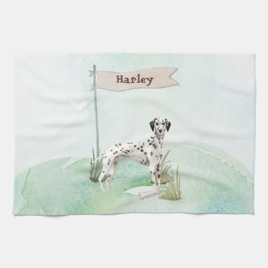 Aangepaste naam Dalmatian Pet Dog Theedoek (Horizontaal)