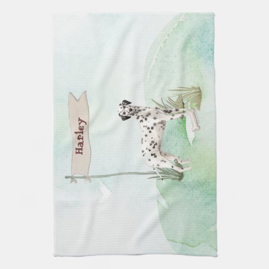 Aangepaste naam Dalmatian Pet Dog Theedoek (Verticaal)
