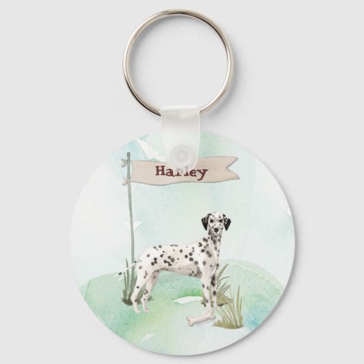 Aangepaste naam Dalmatische huisdier hond Sleutelhanger (Voorkant)