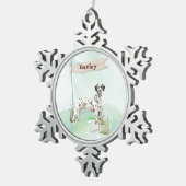 Aangepaste naam Dalmatische huisdierhond Tin Sneeuwvlok Ornament (Rechts)