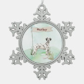 Aangepaste naam Dalmatische huisdierhond Tin Sneeuwvlok Ornament (Voorkant)