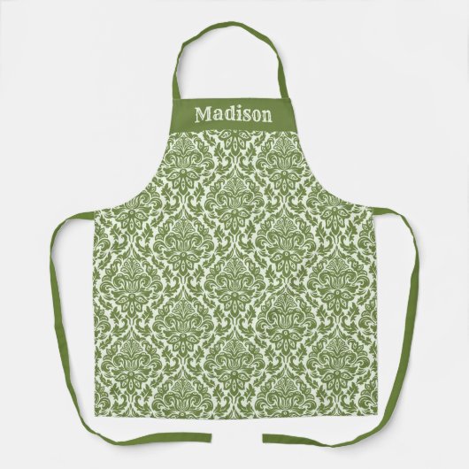 Aangepaste naam Damask Pattern-schort Schort (Voorkant)