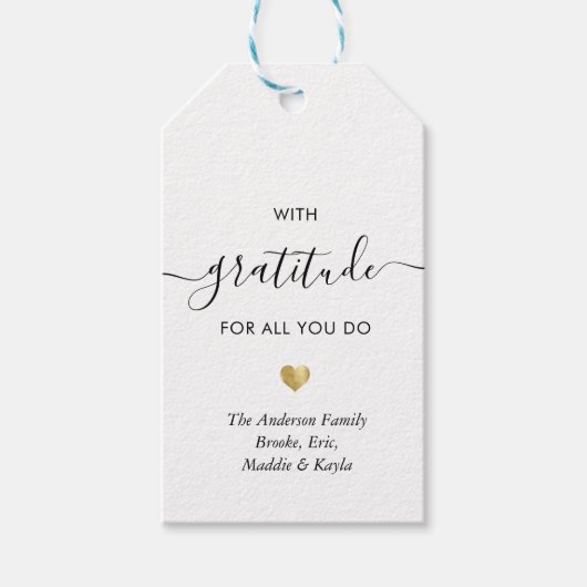 Aangepaste Naam Dankbaarheid Modern Script Dank u  Cadeaulabel (Voorkant)