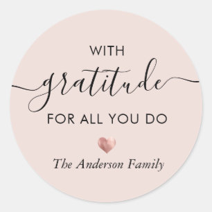 Aangepaste Naam Dankbaarheid Modern Script Dank u Ronde Sticker