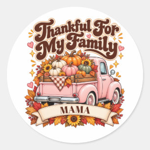 Aangepaste naam Dankbare familie Thanksgiving Ronde Sticker