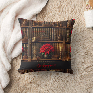 Aangepaste naam Dark Academia Poinsettia Boekenpla Kussen
