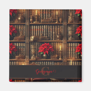 Aangepaste naam Dark Academia Poinsettia Boekenpla Magneet