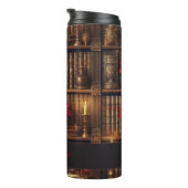 Aangepaste naam Dark Academia Poinsettia Boekenpla Thermosbeker (Geroteerd rechts)