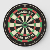 Aangepaste naam Dart Board Game Room Man Cave Dart Grote Klok (Voorkant)