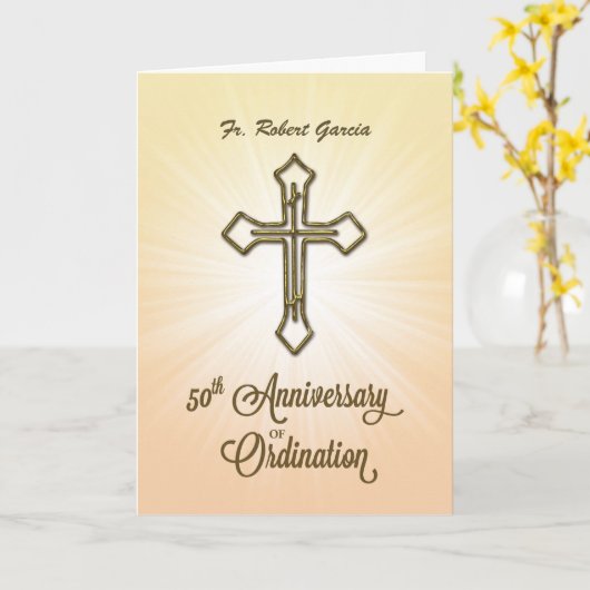 Aangepaste naam, datum, 50e Jubileum van Orde, Kaart (Gele Bloem)