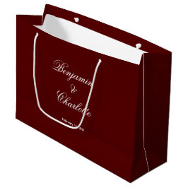 Aangepaste naam datum bordeauxrood trouwthema groot cadeauzakje