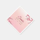 Aangepaste Naam & Datum Cherry Blossom Baby shower Servet (Hoek)
