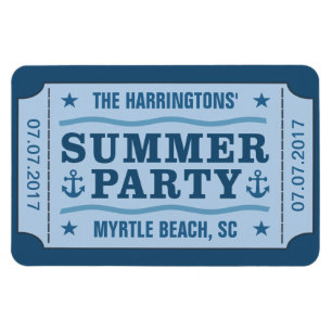 Aangepaste naam, datum en locatie "Party Ticket"-m Magneet