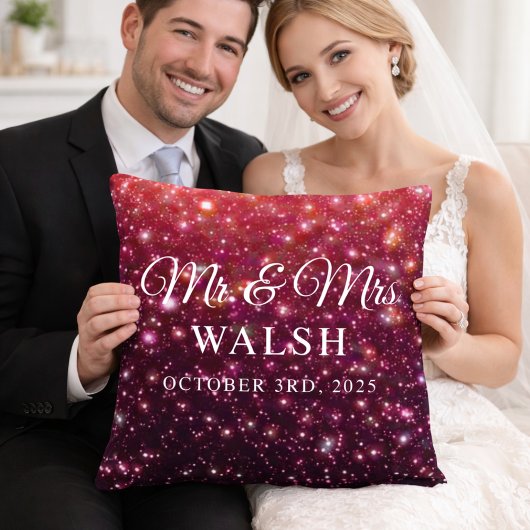 Aangepaste naam & datum Galaxy Glitter Design Kussen