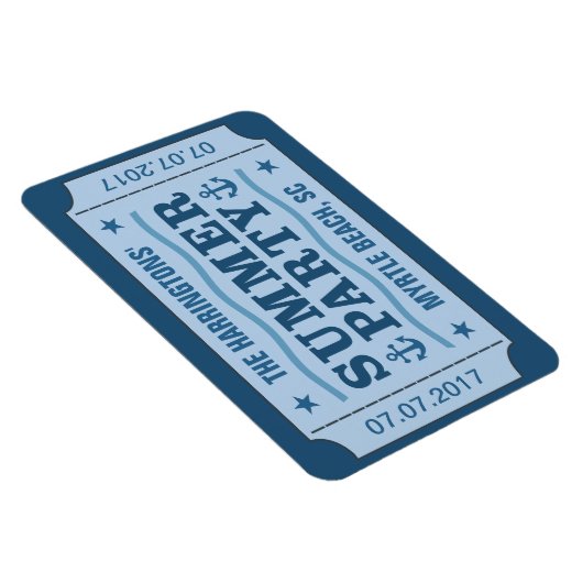 Aangepaste naam, datum & locatie "Party Ticket" ma Magneet (Rechterzijde)