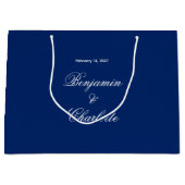 Aangepaste naam datum marine trouwthema groot cadeauzakje (Voorkant)