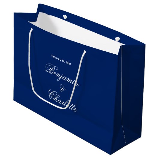 Aangepaste naam datum marine trouwthema groot cadeauzakje (Voorkant Gekanteld)