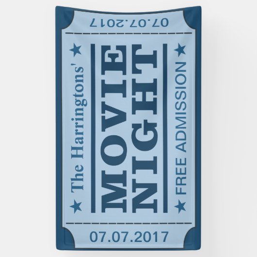 Aangepaste naam & datum "Movie Ticket" banner (Verticaal)
