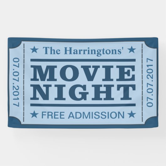 Aangepaste naam & datum "Movie Ticket" banner (Horizontaal)