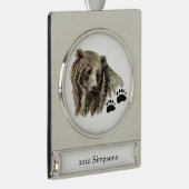 Aangepaste naam Datum Waterverf Grizzly Beer Dier Verzilverd Banner Ornament (Rechts)