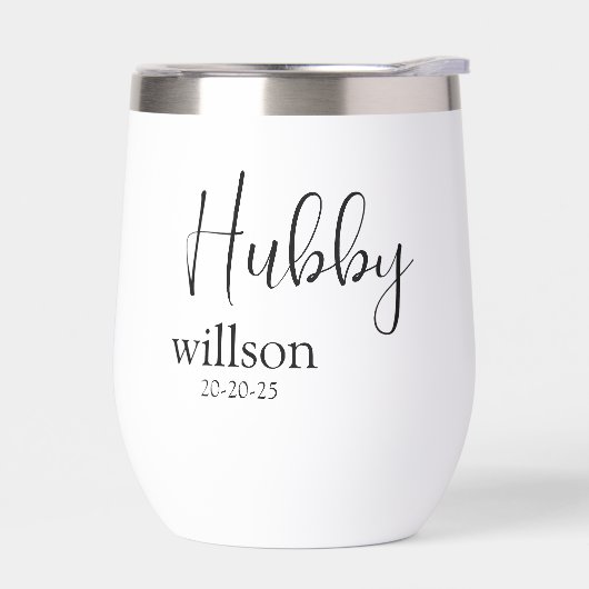 Aangepaste naam & datum Wijn Tumbler voor Hubby (Links)