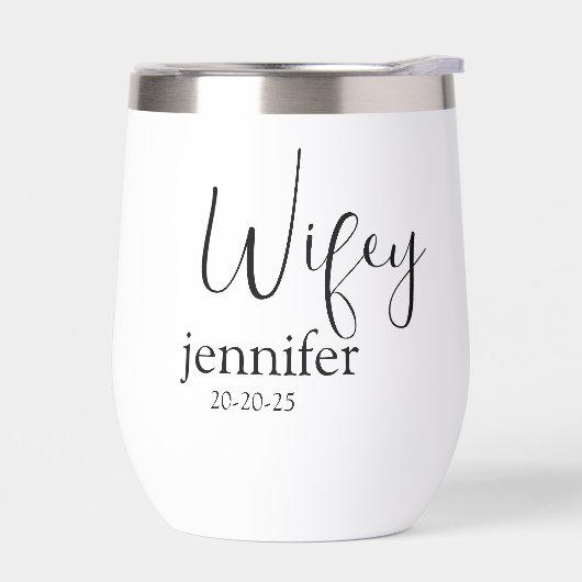 Aangepaste naam & datum Wijn Tumbler voor Wifey (Links)